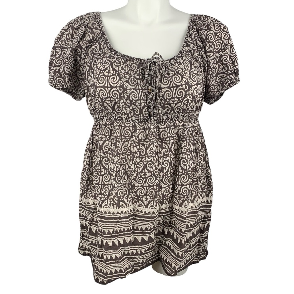 GAP Brown and Cream Patterned Blouse